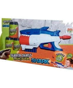 Pistola Lançador Super Shot Shark com 6 Dardos e 3 Alvos, DM Toys