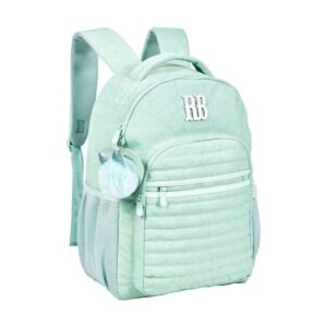 Mochila 17'' com Chaveiro Duplo Matelassê Crinkle (VERDE)