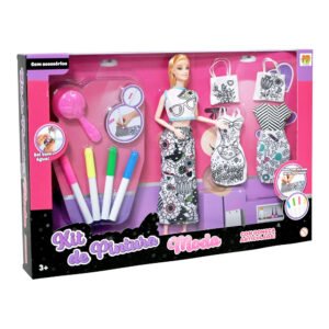 Kit de Pintura Moda com Boneca Articulada DM TOYS