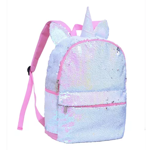 MOCHILA PAETÊ UNICORNIO BRACO/PRATA CLIO GIRLS