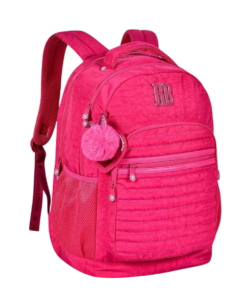 Mochila 17'' com Chaveiro Duplo Matelassê Crinkle (ROSA)