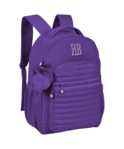 Mochila 17'' com Chaveiro Duplo Matelassê Crinkle (ROXA)