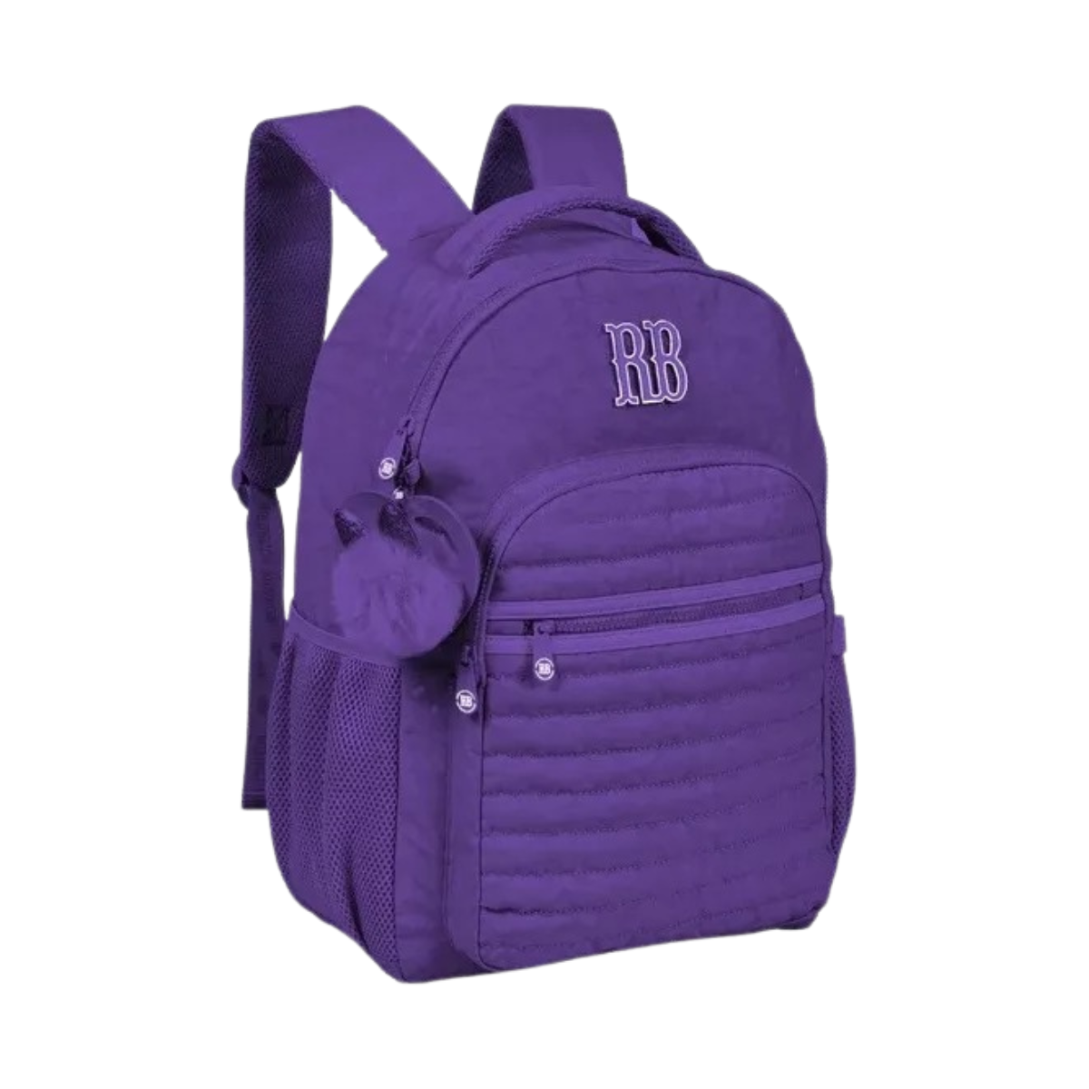 Mochila 17'' com Chaveiro Duplo Matelassê Crinkle (ROXA)