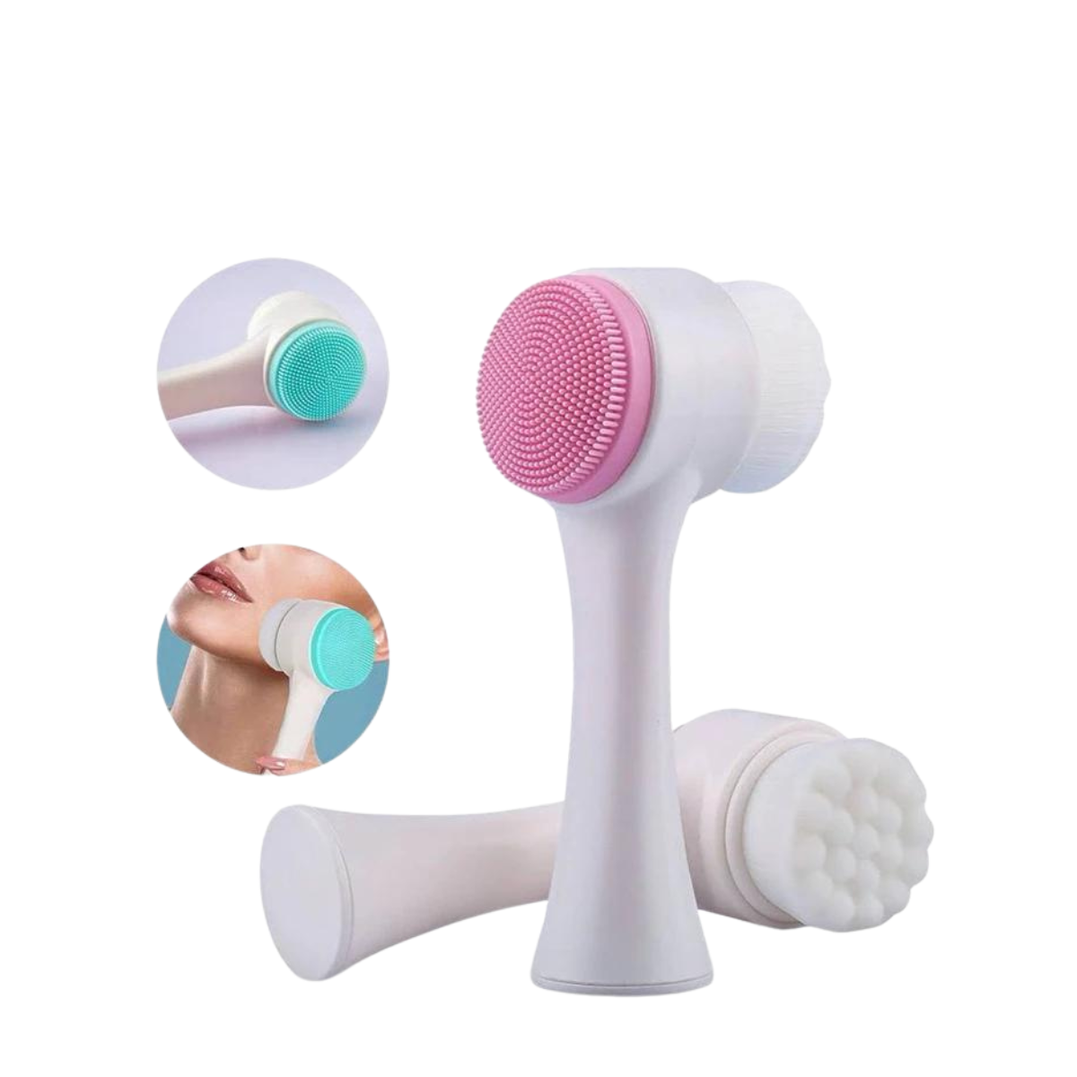 Escova para Limpeza facial 2 em 1 com Esponja Massageadora