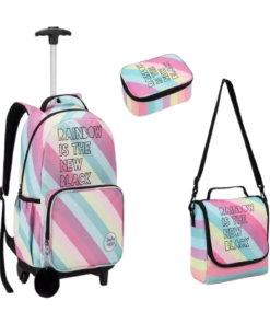 Kit Mochila Escolar com Rodinhas Meninas