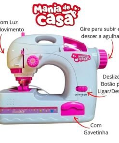 Brinquedo Máquina de Costura Mania de Casa Com luz e Movimento