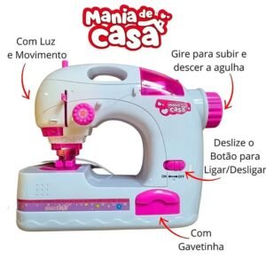 Brinquedo Máquina de Costura Mania de Casa Com luz e Movimento