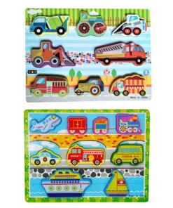 BRINQUEDO DIDÁTICO DE MADEIRA TRANSPORTES COLORIDOS