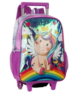 Alternative view of Kit Mochila Carrinho + Estojo + Lancheira Clio Style Unicornio