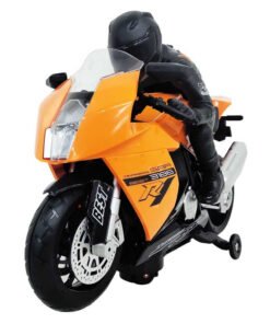 BRINQUEDO Moto Bate e Volta SPORT Laranja E  BRANCA  com Boneco DM TOYS DMT648