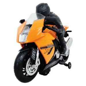 BRINQUEDO Moto Bate e Volta SPORT Laranja E  BRANCA  com Boneco DM TOYS DMT648