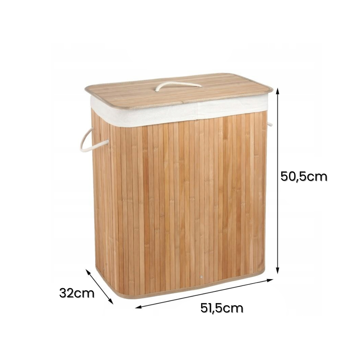 Cesto de Roupa Suja de Bambu Com Tampa 2 Divisórias Organizador Banheiro Lavanderia - Imagem 5