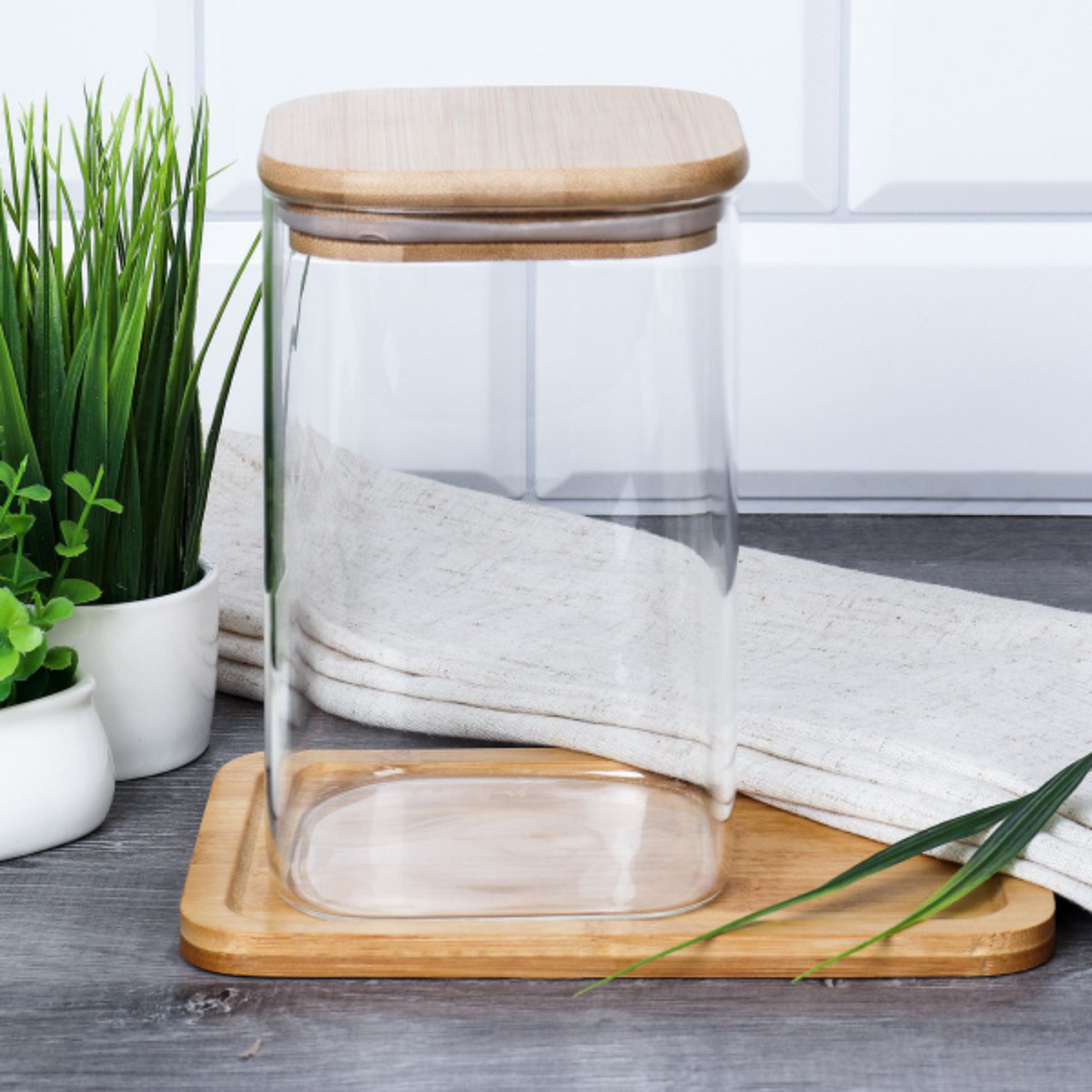 Kits Potes de Vidro com Tampa de Bambu – Hermético e Elegante para Cozinha - Imagem 3