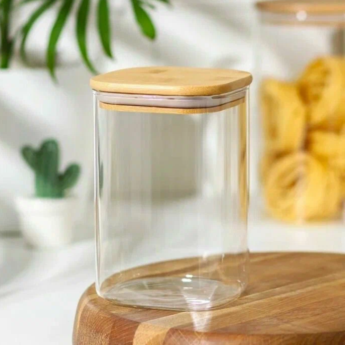 Kits Potes de Vidro com Tampa de Bambu – Hermético e Elegante para Cozinha - Imagem 4