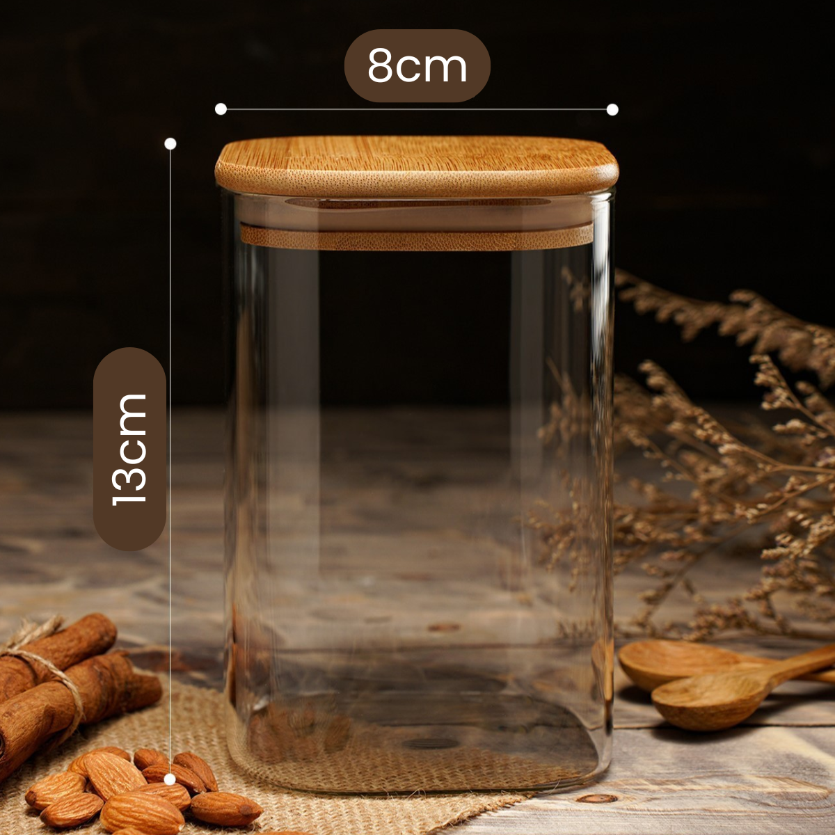 Kits Potes de Vidro com Tampa de Bambu – Hermético e Elegante para Cozinha - Imagem 7