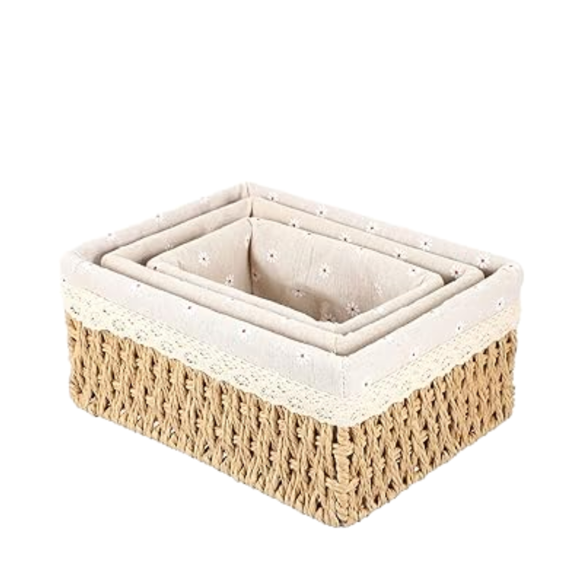 Cesto de Bambu Trançado organizador Multiuso com forro 3 unidades - Imagem 7