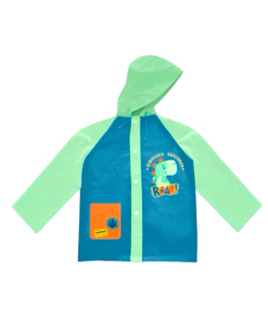 Alternative view of Capa De Chuva Infantil Dinossauro Verde E Azul Com Capuz