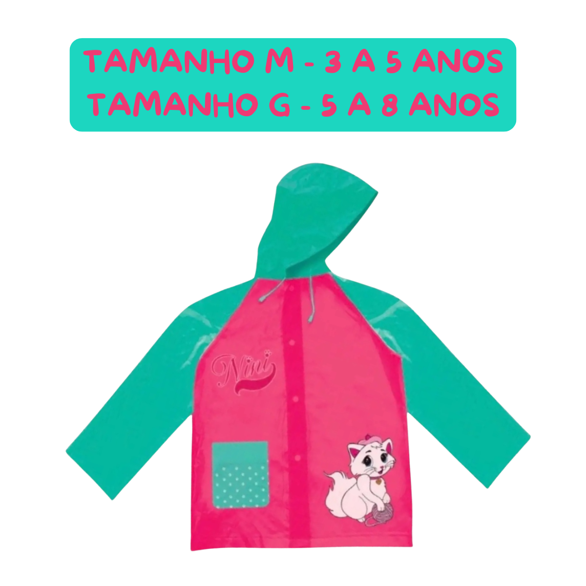 Capa de Chuva Gatinha Nini Meninas Infantil - Imagem 6